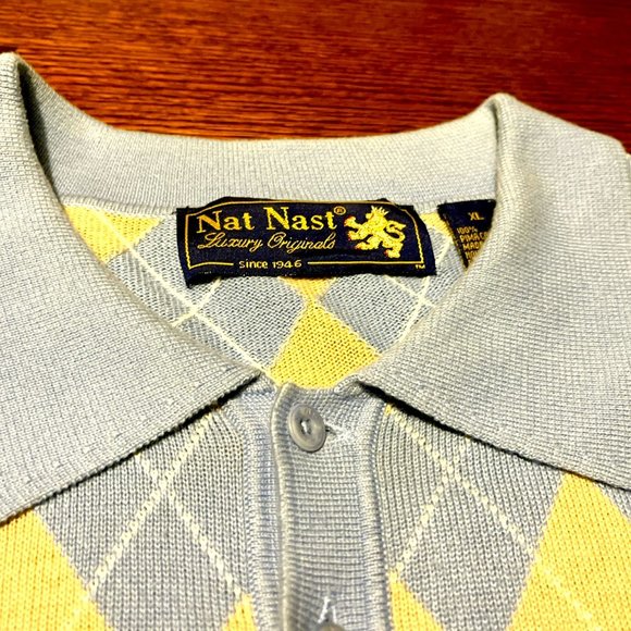 VINTAGE Nat Nast Original Argyle Shirt/Sweater - 100% Peruvian Cotton - Picture 3 of 5